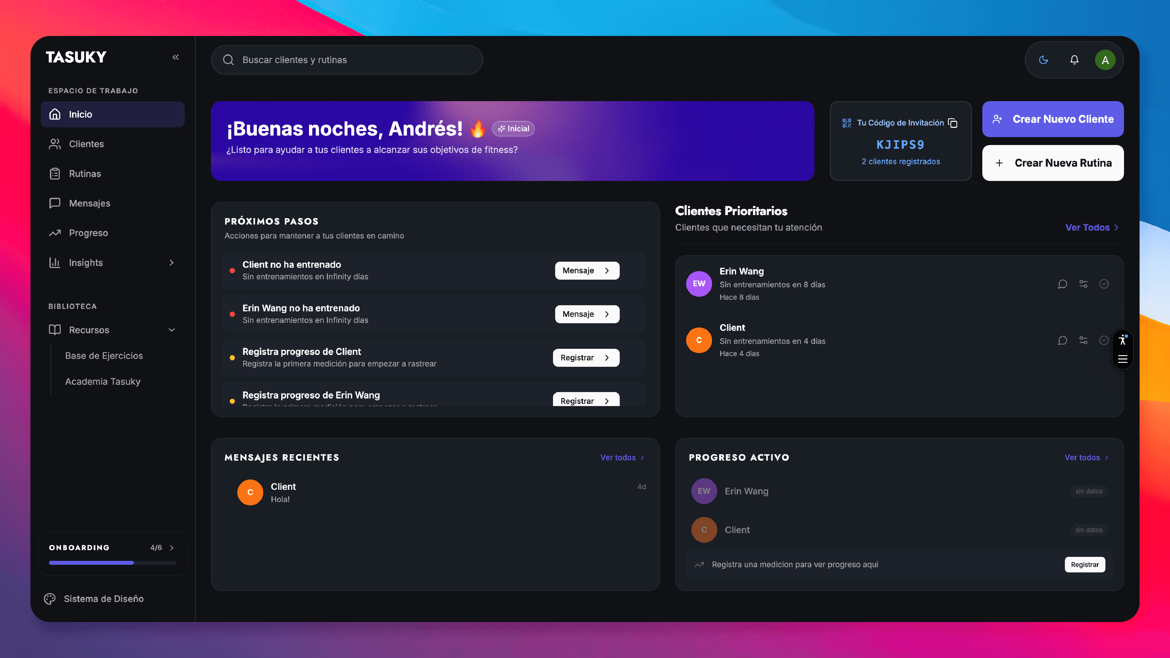 Tasuky dashboard demo